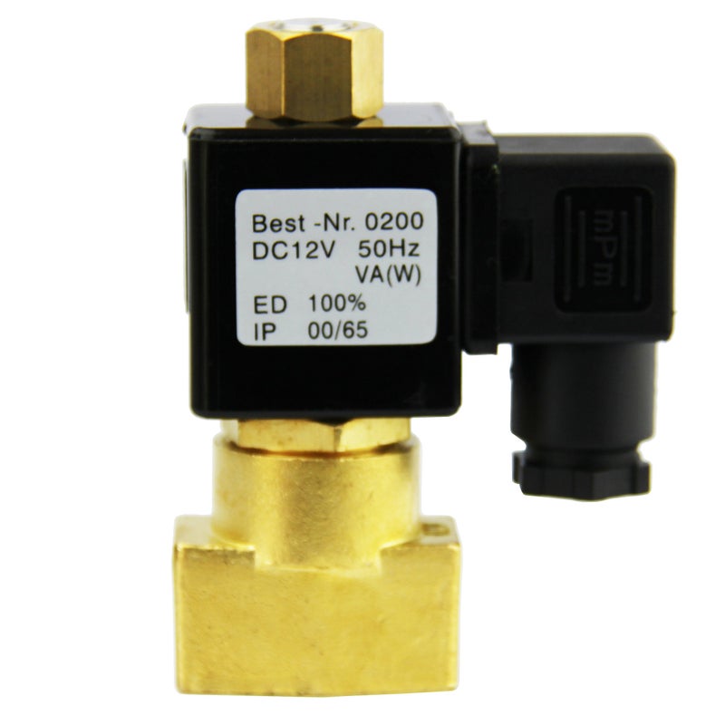 U.S. Solid 1/4" Brass 12V DC Electric Solenoid Valve NPT NBR Seal Normally Open (Air, Non-potable Water) - Image 4